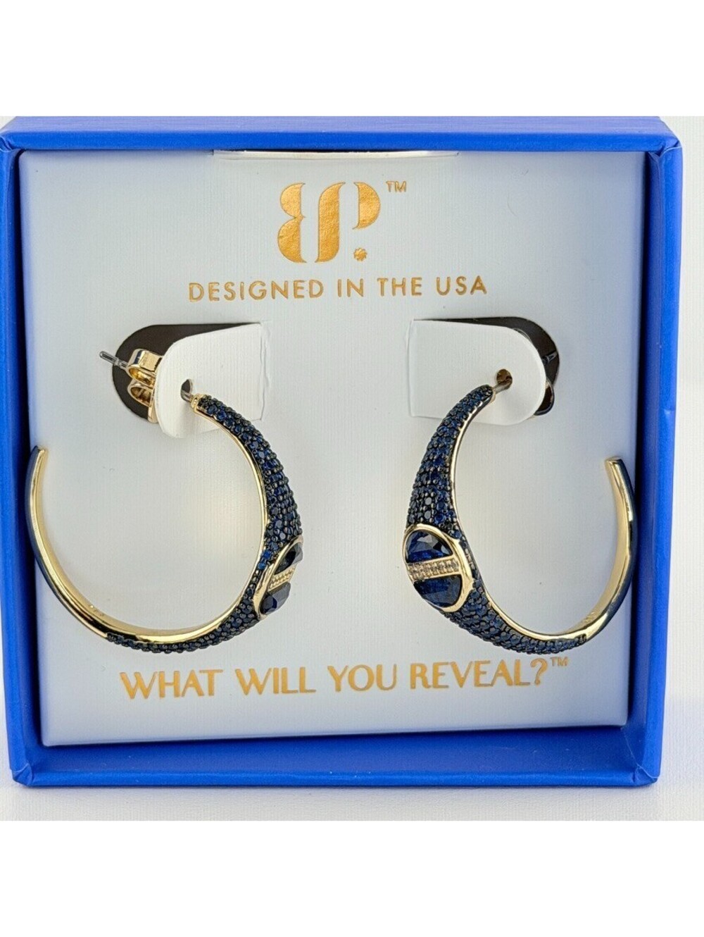 Bomb Party September Earrings "Drop The Mic" Lab Created Sapphire on Yellow Gold